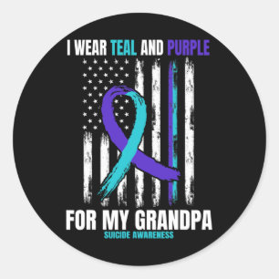 Awareness Prevention Grandpa Women Men American Fl Classic Round Sticker