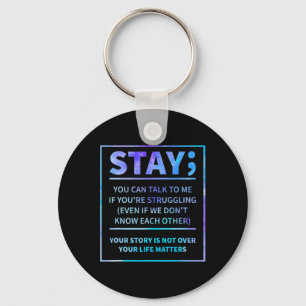 Awareness Prevention Semicolon Mental Health Key Ring