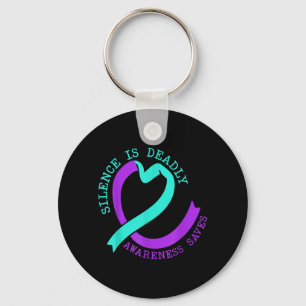 Awareness Prevention Support Survivor Month Design Key Ring