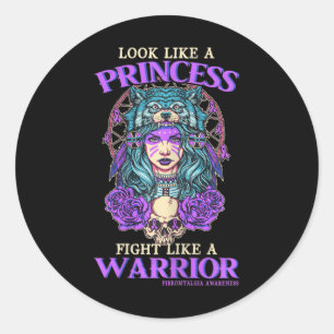 Awareness Princess Fight Like A Warrior  Classic Round Sticker