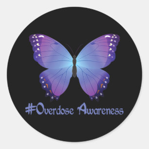 Awareness Purple Butterfly Drug Addiction Recovery Classic Round Sticker