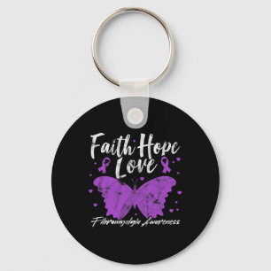 Awareness Purple Butterfly Fibro Warrior Grunge Key Ring