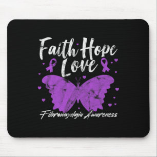 Awareness Purple Butterfly Fibro Warrior Grunge Mouse Pad