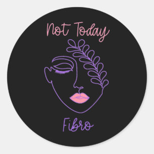 Awareness Purple Fibro Woman Face Line Art Classic Round Sticker
