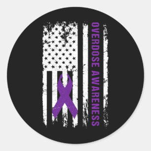 Awareness Purple Ribbon Addiction Recovery Classic Round Sticker