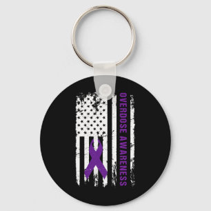 Awareness Purple Ribbon Addiction Recovery  Key Ring