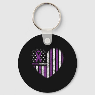 Awareness Purple Ribbon Durg Addiction Key Ring