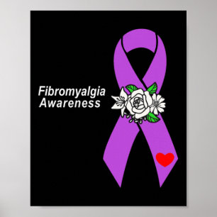 Awareness Purple Ribbon Flowers Poster