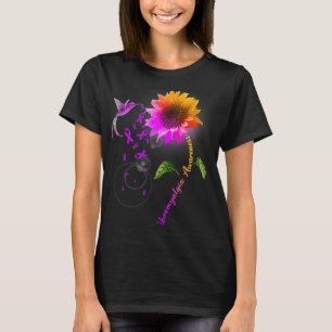 Awareness Purple Sunflower Hummingbird T-Shirt