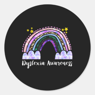 Awareness Rainbow Dyslexic Reading Therapy Classic Round Sticker