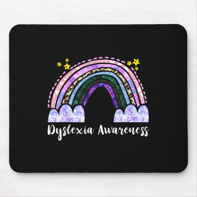 Awareness Rainbow Dyslexic Reading Therapy  Mouse Pad (Front)