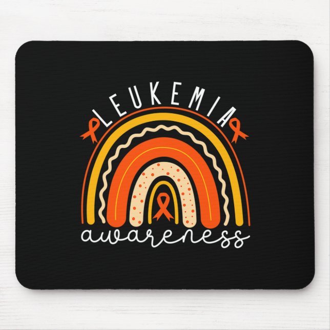 Awareness Rainbow Leukaemia Support Orange Ribbon  Mouse Pad (Front)