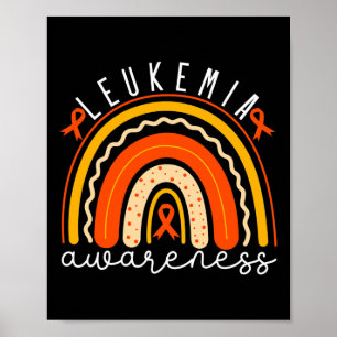 Awareness Rainbow Leukaemia Support Orange Ribbon Poster