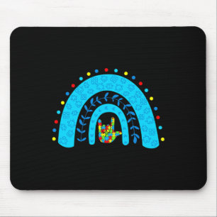 Awareness Rainbow Support Puzzle Love Sign Languag Mouse Pad