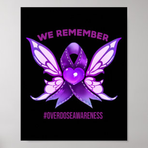 Awareness Remember Purple Ribbon End Addiction  Poster