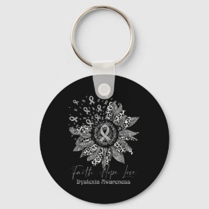 Awareness Retro Sunflower Faith Hope Love Warrior Key Ring