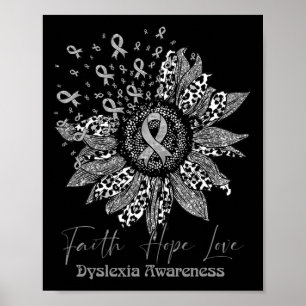 Awareness Retro Sunflower Faith Hope Love Warrior Poster