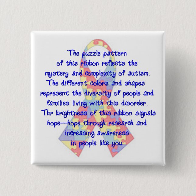 Awareness Ribbon 15 Cm Square Badge (Front)