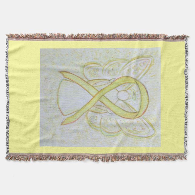 Awareness Ribbon Angel Custom Art Throw Blanket (Front)
