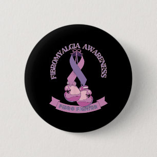 Awareness Ribbon Boxing Gloves Fibro Fighter  6 Cm Round Badge