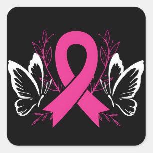 awareness ribbon breast cancer awareness square sticker