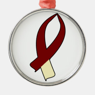 Awareness Ribbon (Burgundy & Cream) Metal Tree Decoration