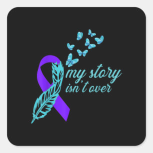 Awareness ribbon - butterflys - suicide prevention square sticker