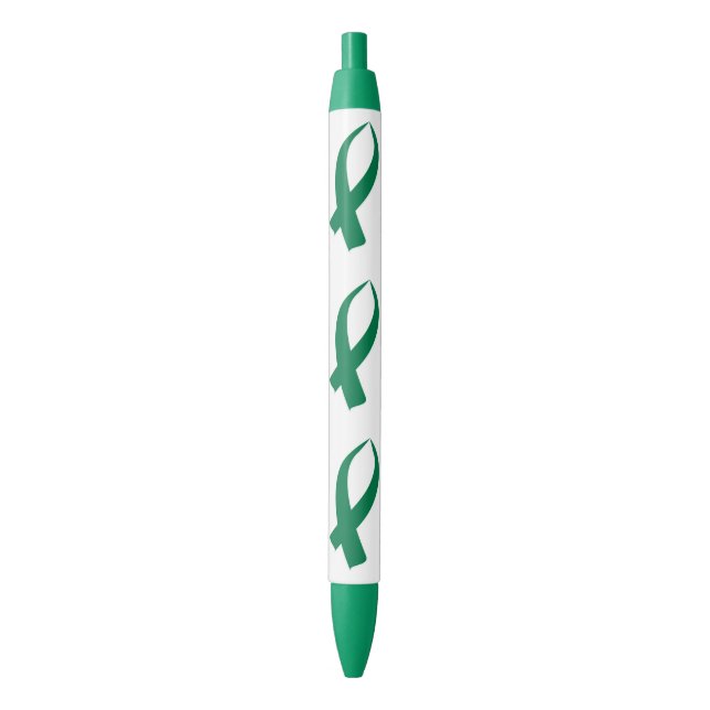 Awareness Ribbon (Green) Black Ink Pen (Front Vertical)