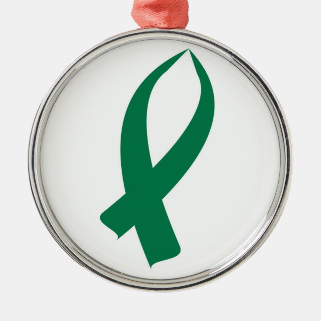 Awareness Ribbon (Green) Metal Ornament (Front)