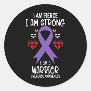 Awareness Ribbon I Am Fierce Strong Warrior Leopar Classic Round Sticker