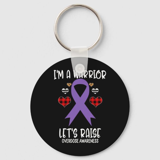 Awareness Ribbon I'm Warrior Let's Raise Support  Key Ring (Front)