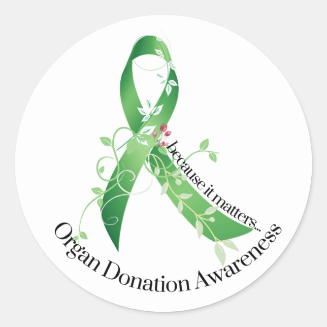 Awareness Ribbon Organ Donation Awareness Classic Round Sticker (Front)