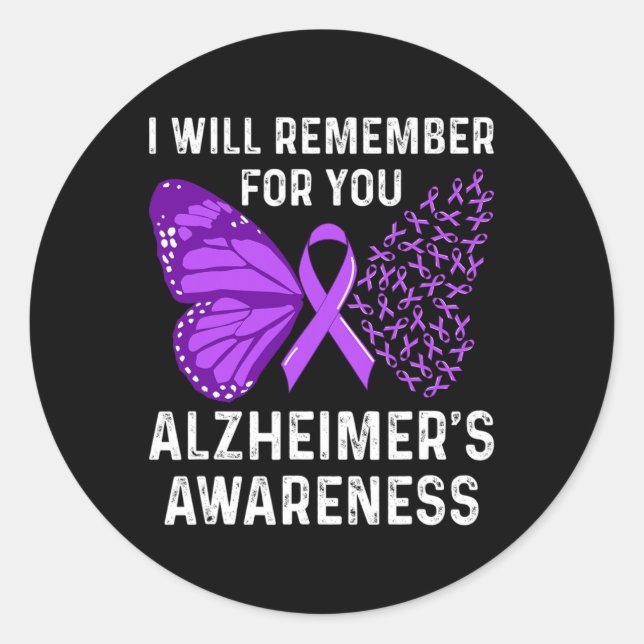Awareness Ribbon Purple Butterflies  Classic Round Sticker (Front)