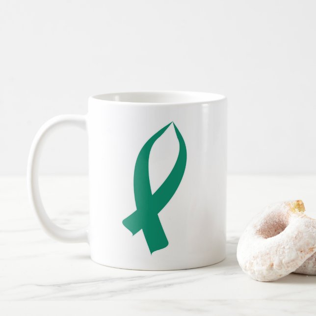 Awareness Ribbon (Teal) Coffee Mug (With Donut)