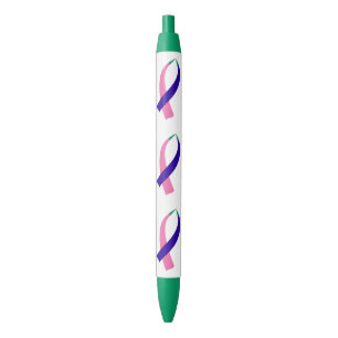 Awareness Ribbon (Thyroid Cancer) Black Ink Pen