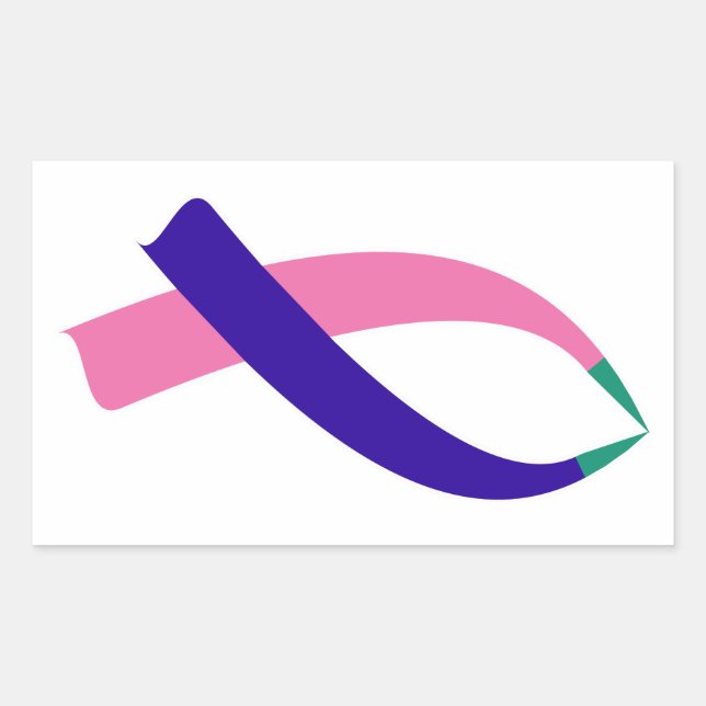 Awareness Ribbon (Thyroid Cancer) Rectangular Sticker (Front)