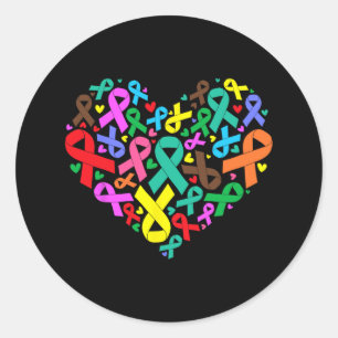 Awareness Ribbons Heart Support  Classic Round Sticker