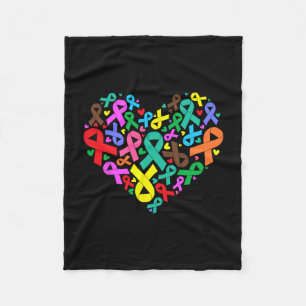 Awareness Ribbons Heart Support Fleece Blanket