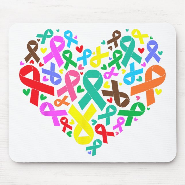 Awareness Ribbons Heart Support  Mouse Pad (Front)