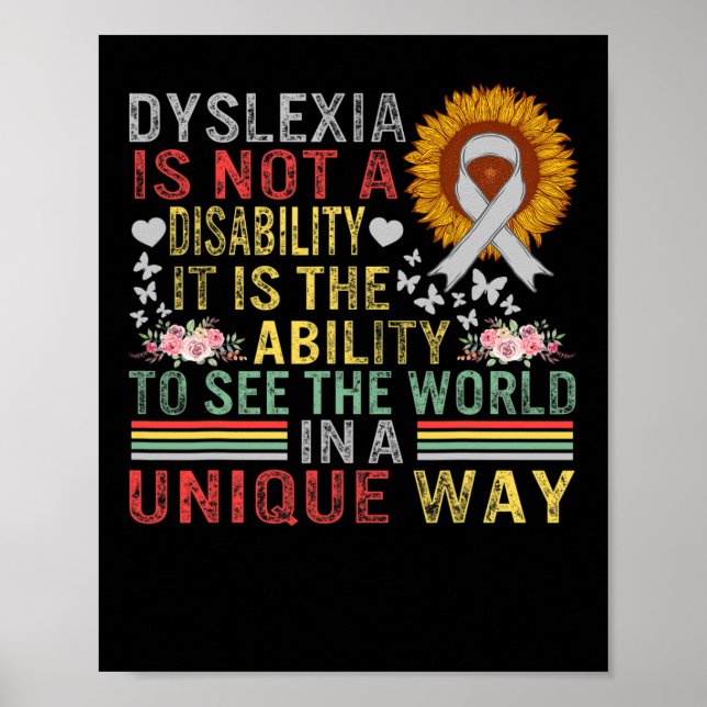 Awareness See World Unique Not Disability Sunflowe Poster (Front)