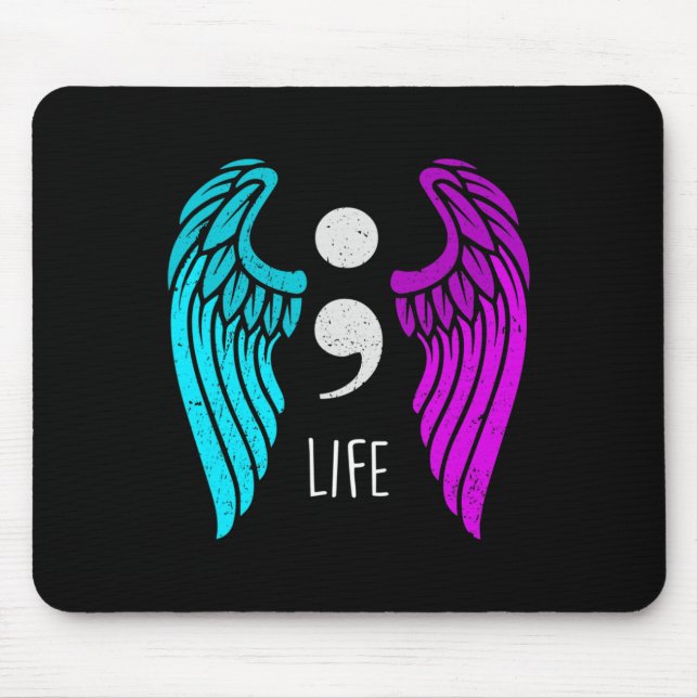Awareness - Semi Colon Life Angel  Mouse Pad (Front)