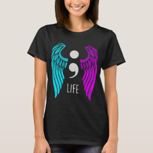 Awareness - Semi Colon Life Angel T-Shirt