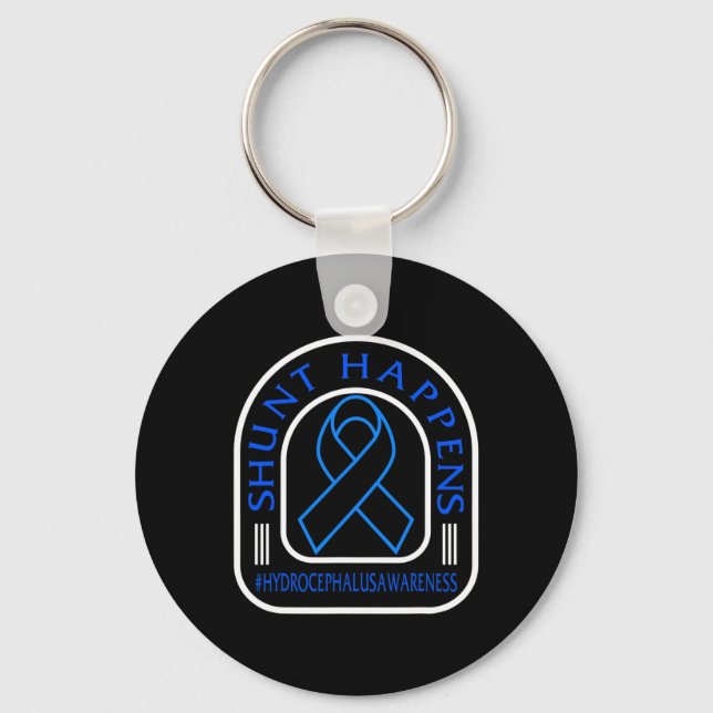 Awareness Shunt Happens Blue Ribbon Neurosurge 3  Key Ring (Front)