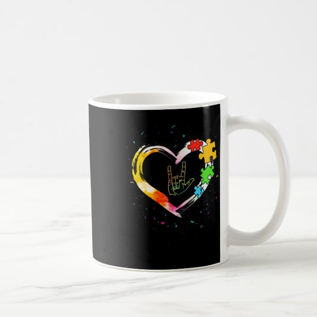 Awareness Special Ed Teacher Asl Sign Language Puz Coffee Mug (Right)