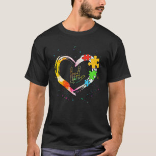 Awareness Special Ed Teacher Asl Sign Language Puz T-Shirt