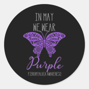 Awareness Spoonie In May We Wear Purple Butterfly Classic Round Sticker
