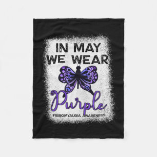 Awareness Spoonie In May We Wear Purple Butterfly Fleece Blanket
