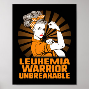 Awareness Strong Warrior Woman Orange Ribbon Cance Poster