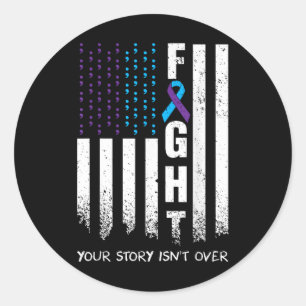Awareness Suicide Prevention Ribbon Fight American Classic Round Sticker