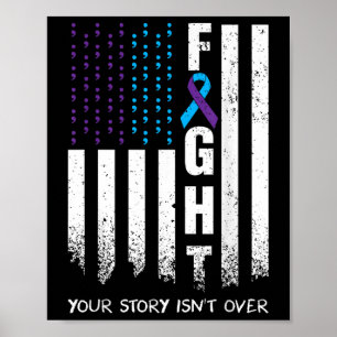 Awareness Suicide Prevention Ribbon Fight American Poster